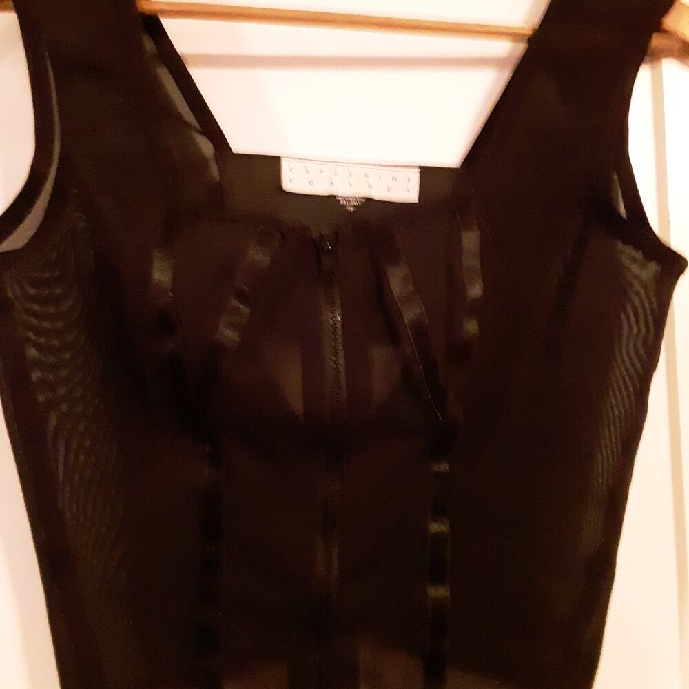 Catherine Coatney Sexy sheer with zipper stretch top